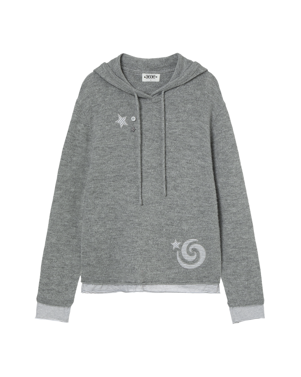 LAYERED KNIT HOODIE GREY