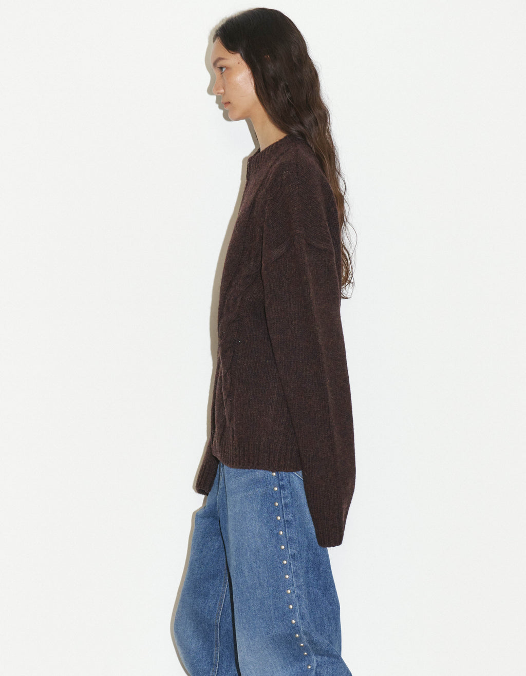 WOOL CABLE KNITTED JACKET / 2 Color