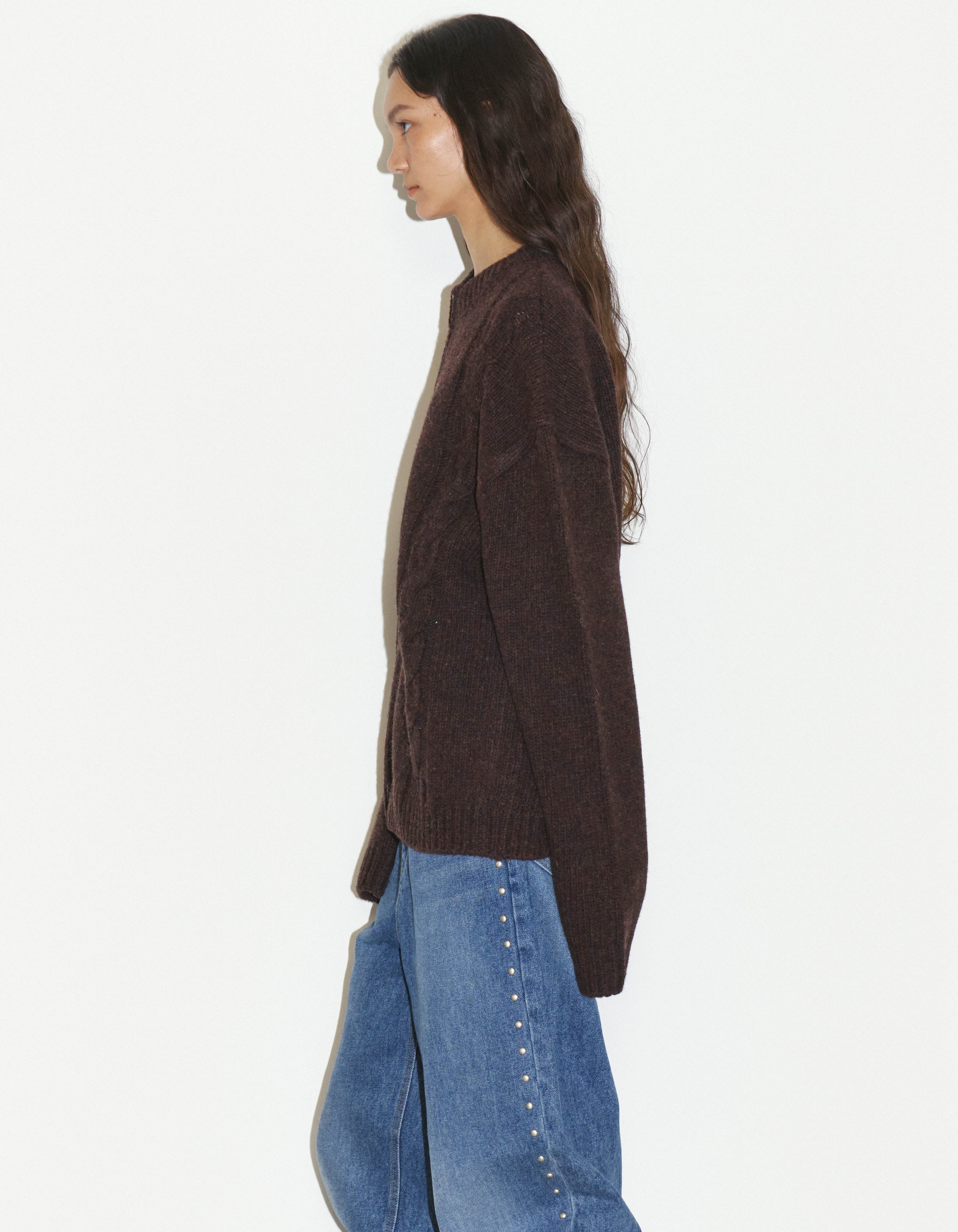 WOOL CABLE KNITTED JACKET / 2 Color