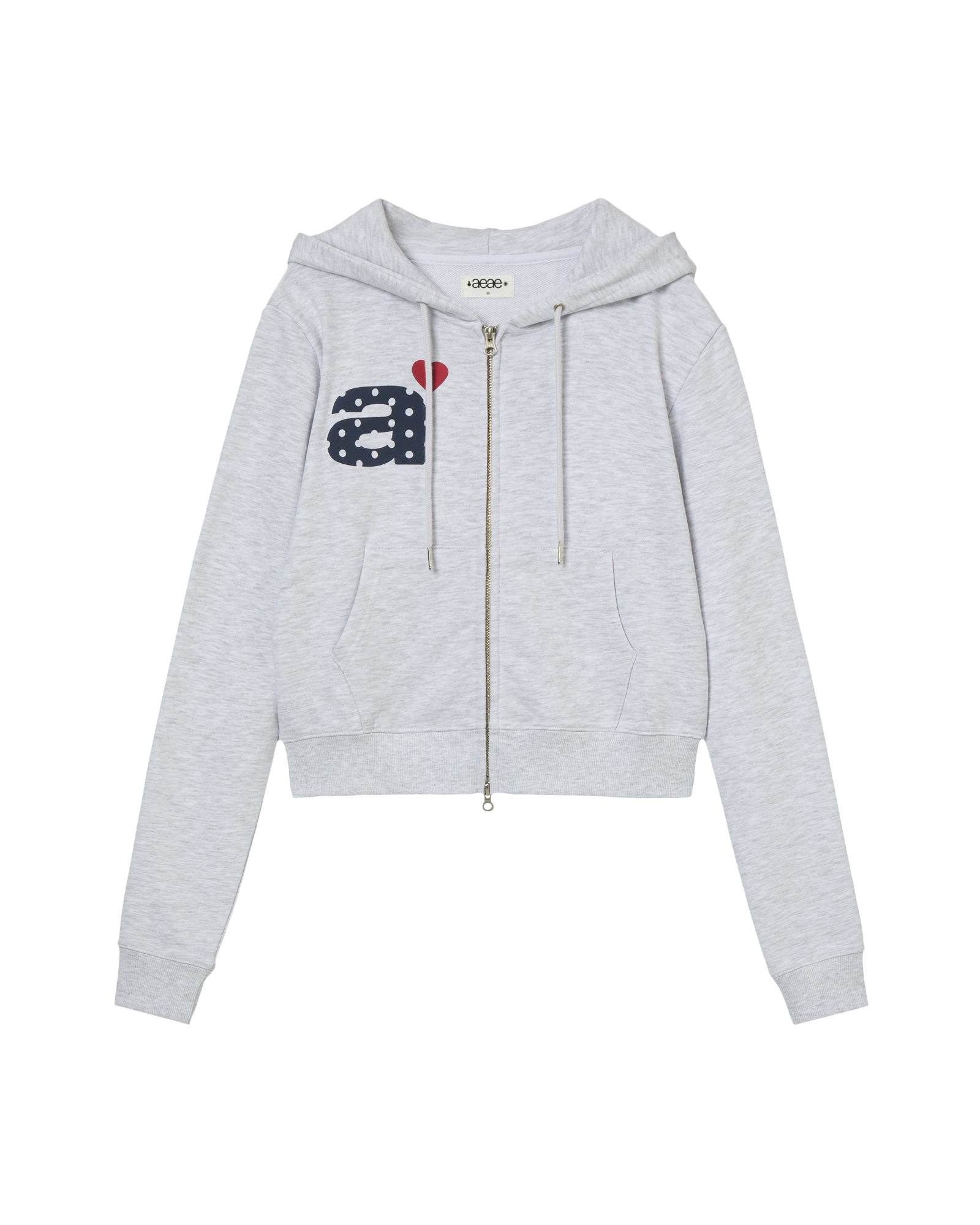 DOT SMALL LETTER CROP HOOD ZIP UP LIGHT GREY