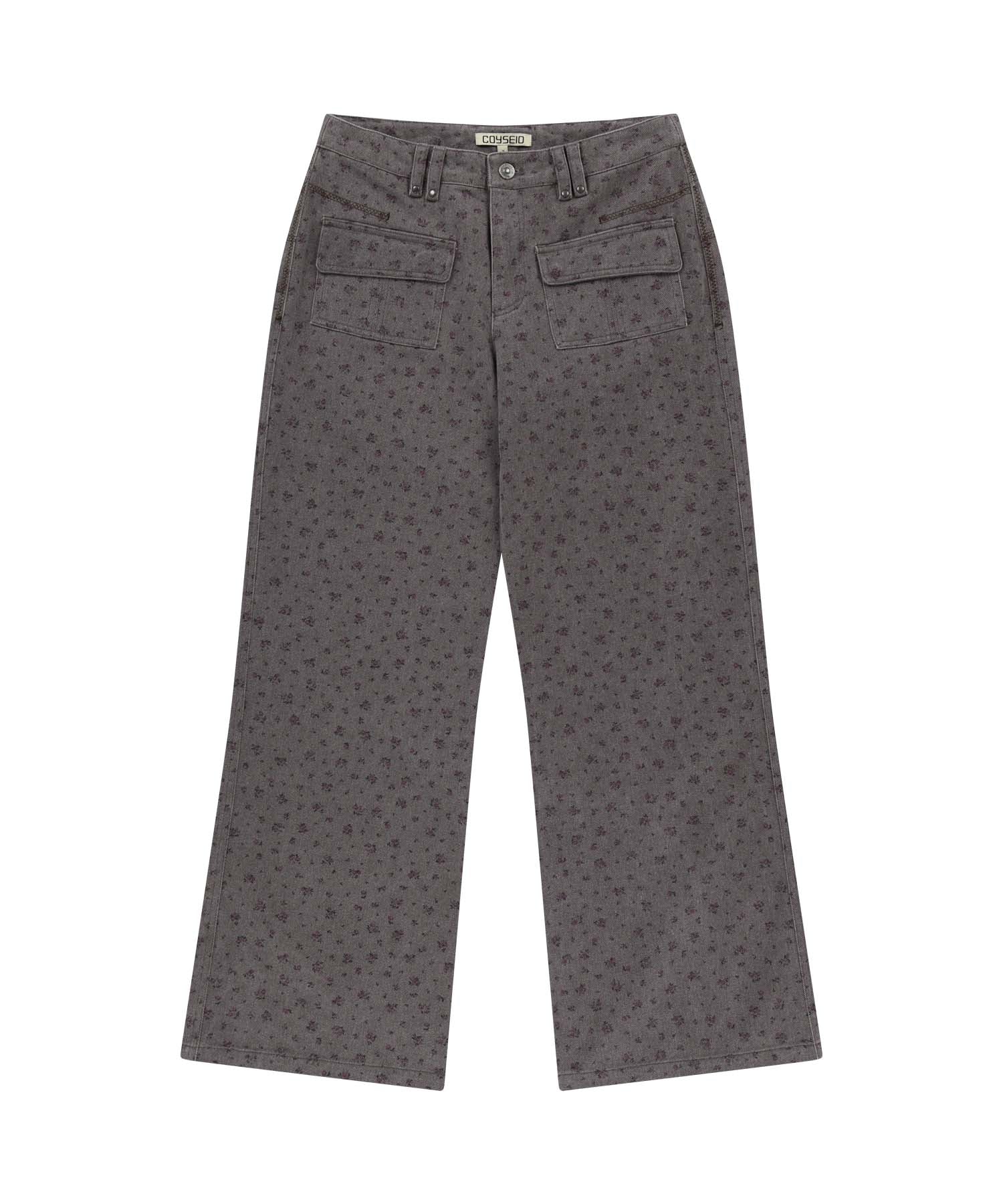 FLOWER PATTERN PANTS PURPLE GREY