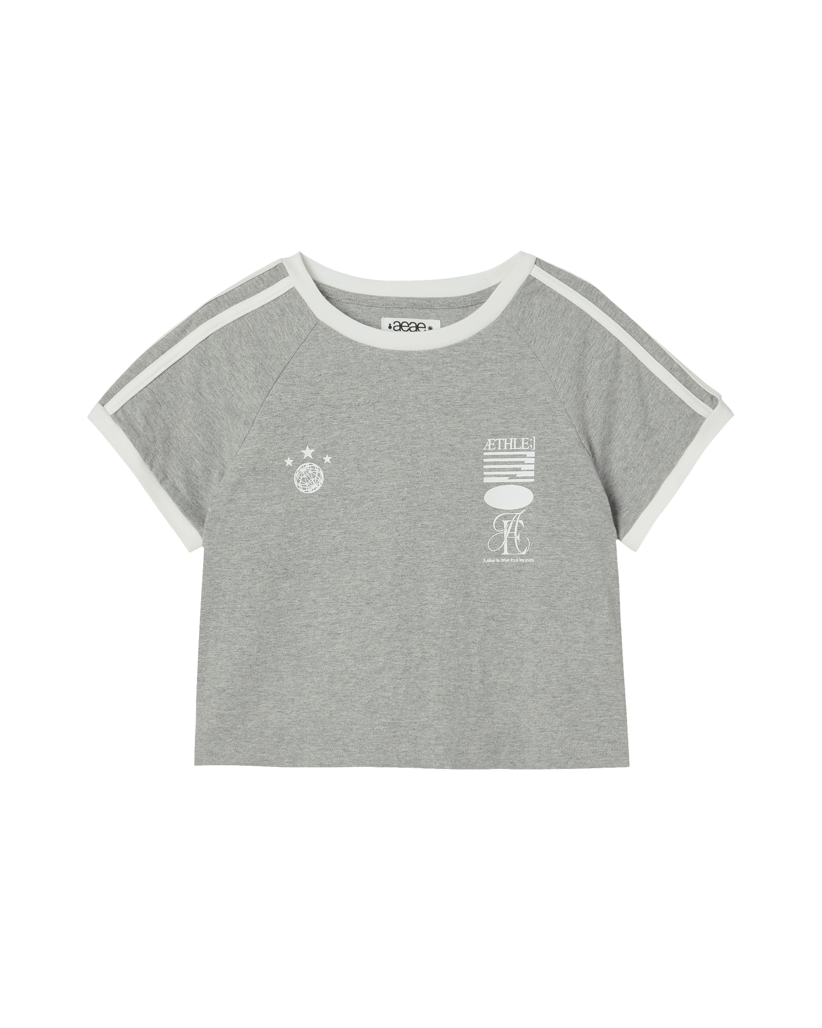 ATHLETE STRIPE HALF T-SHIRTS MELANGE GREY