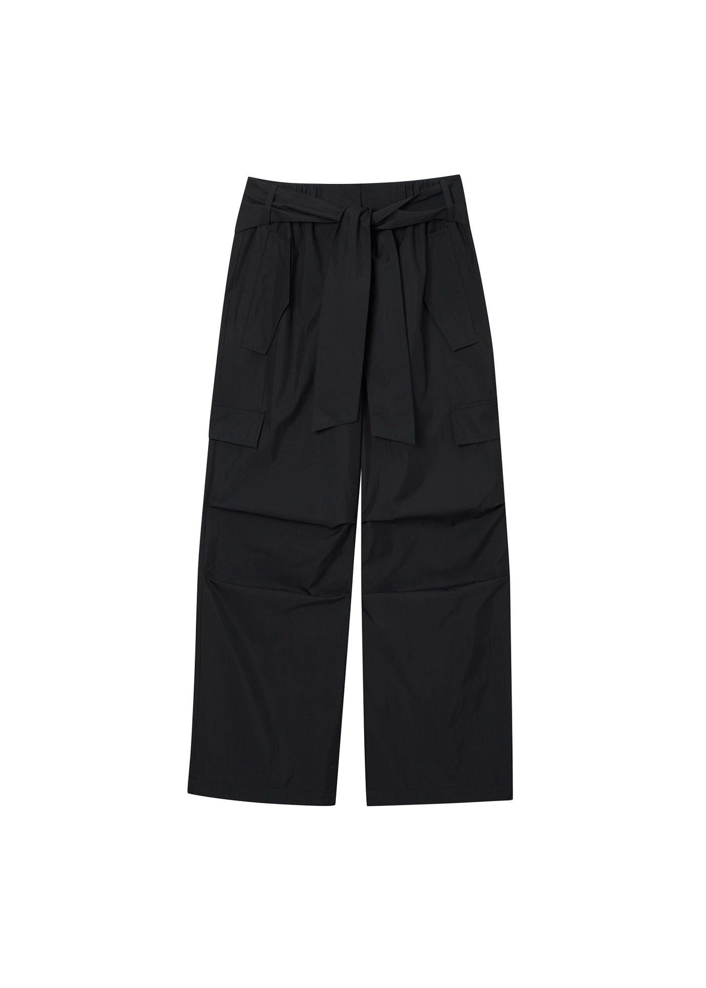 KNOT-DETAIL WIDE TROUSERS / 2 Color