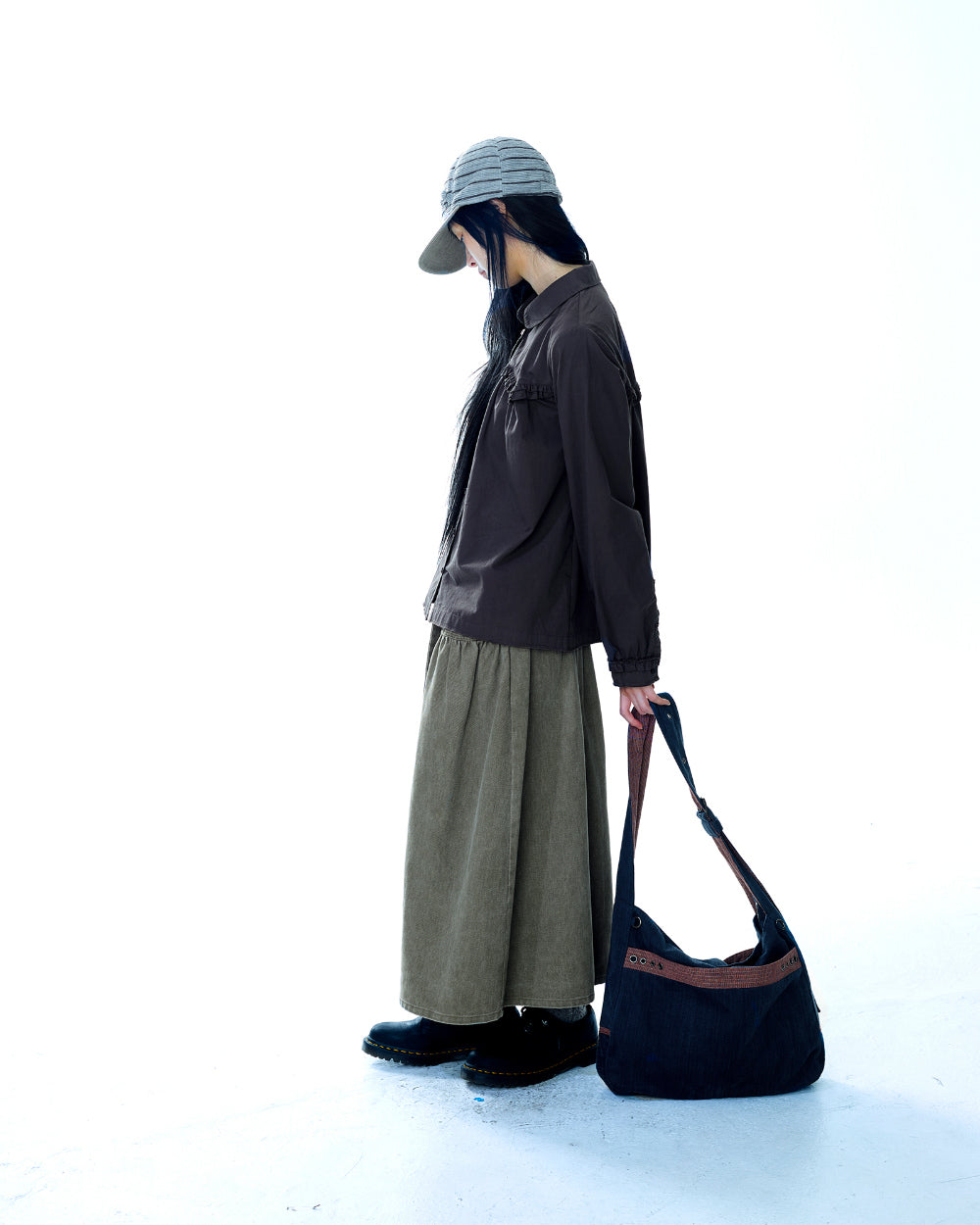 PUFFY COTTON SKIRT BROWN