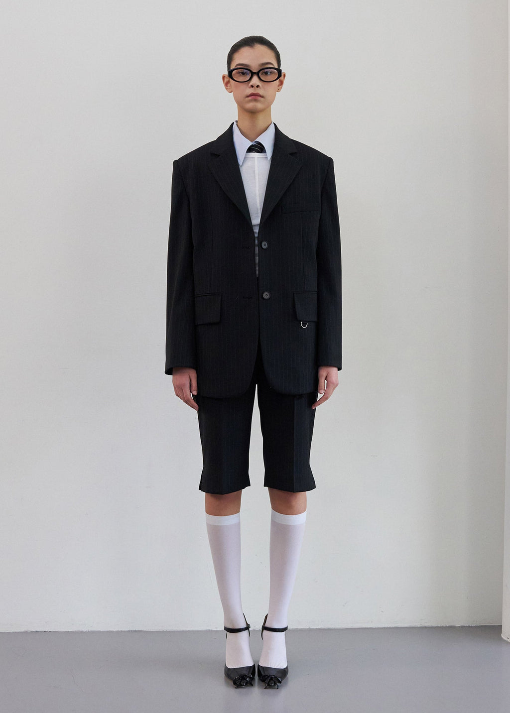 PINSTRIPED OVERSIZED BLAZER / 2 Color