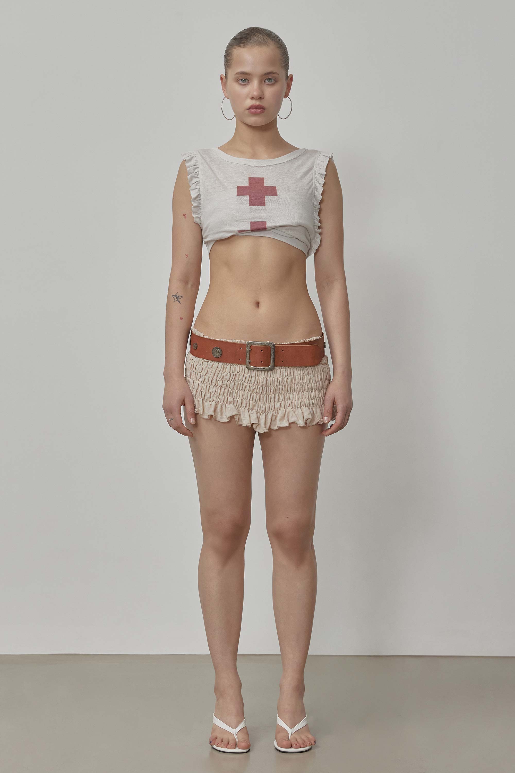 Crinkle Volumer Skort Dusty Beige