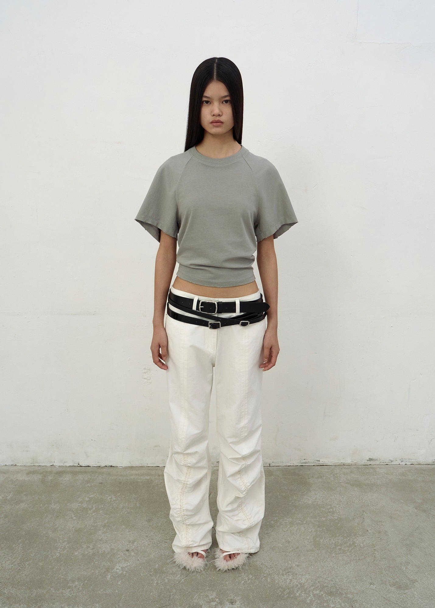 WASHED RAGLAN T-SHIRT (LIGHT GREY)