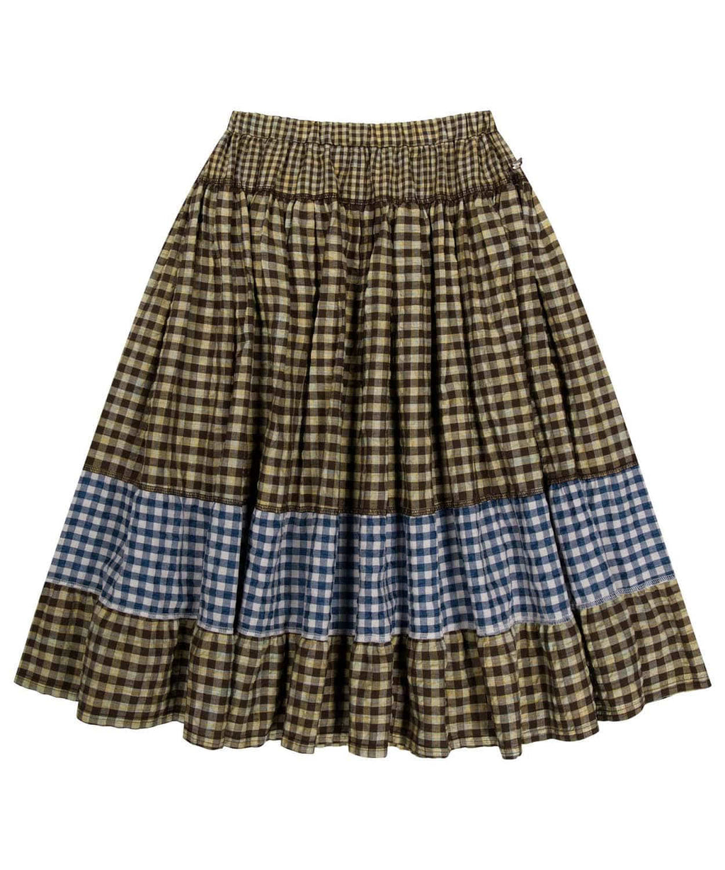 MORI CHECK SKIRT BROWN