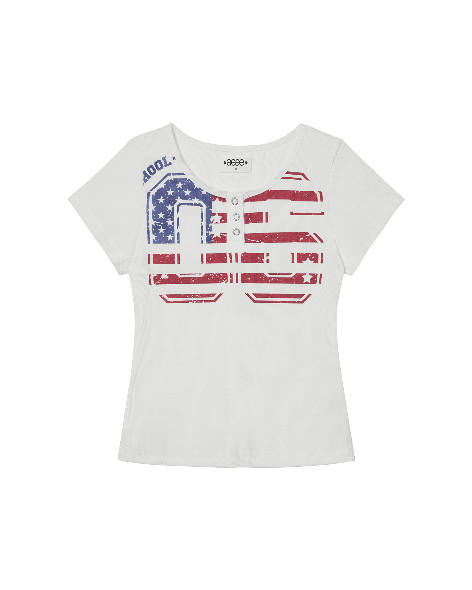 USA BANNER HENLY NECK TEE WHITE