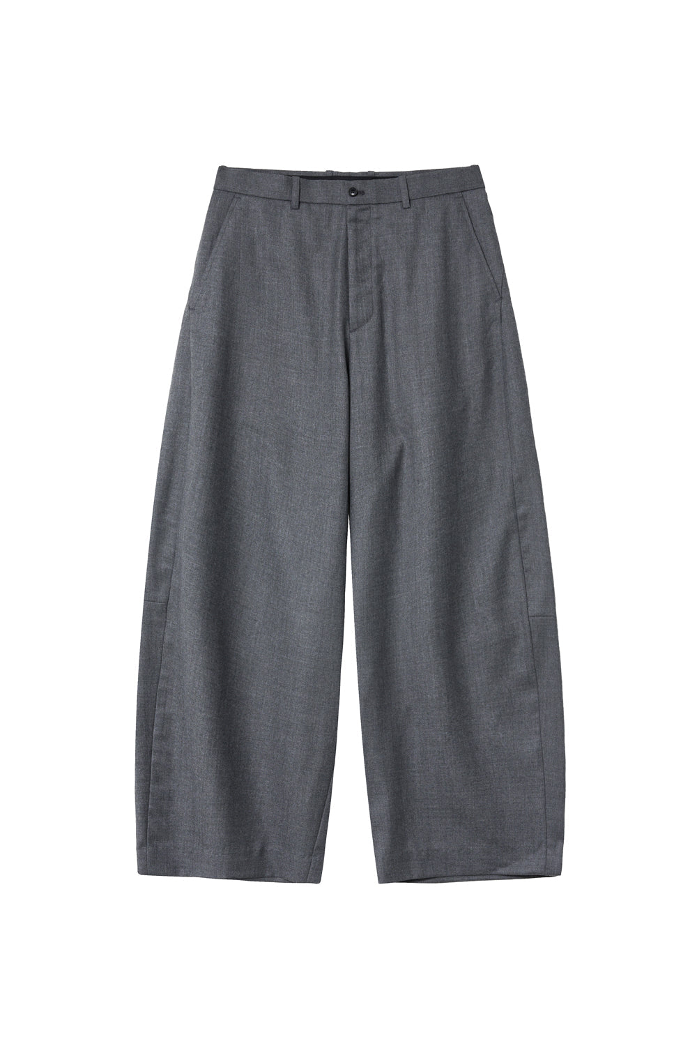 Wide Curve Trousers Flannel Wool Grey
