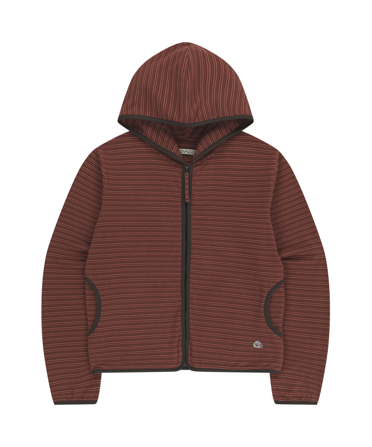 STRIPE FLEECE HOOD ZIP-UP RED