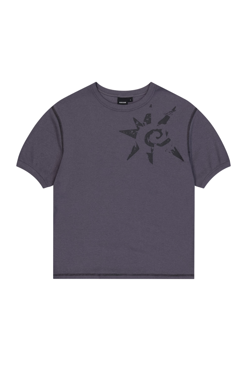 Ribbed Star Ringer Top (Dark Gray)