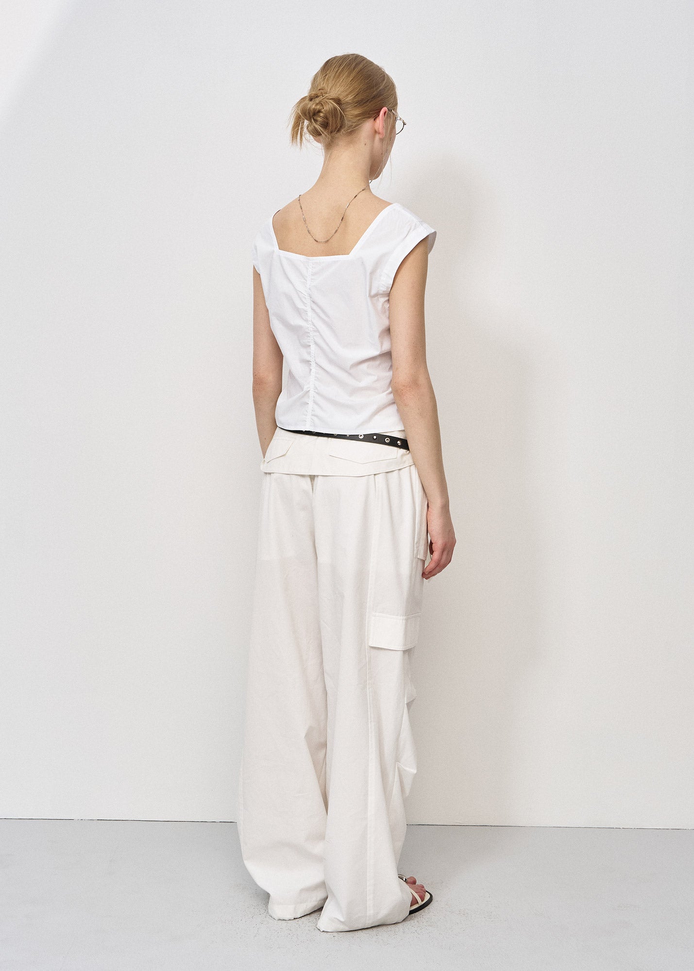 KNOT-DETAIL WIDE TROUSERS / 2 Color