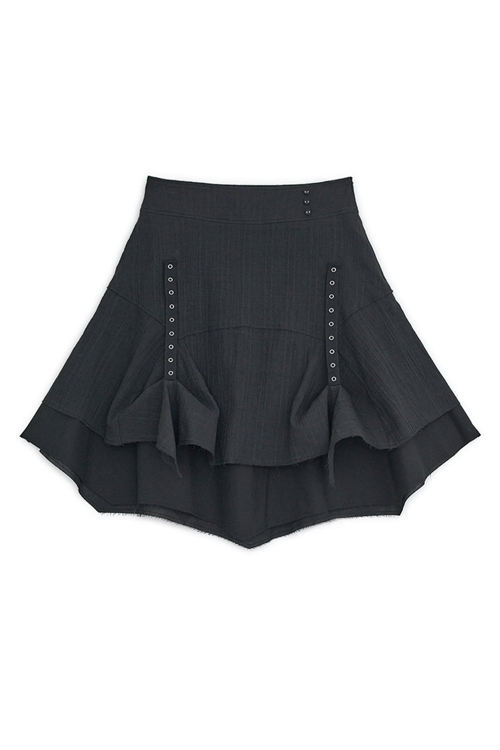 Strap layered midi skirt (Black)