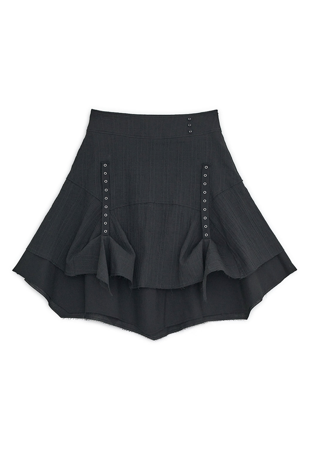 Strap layered midi skirt (Black)