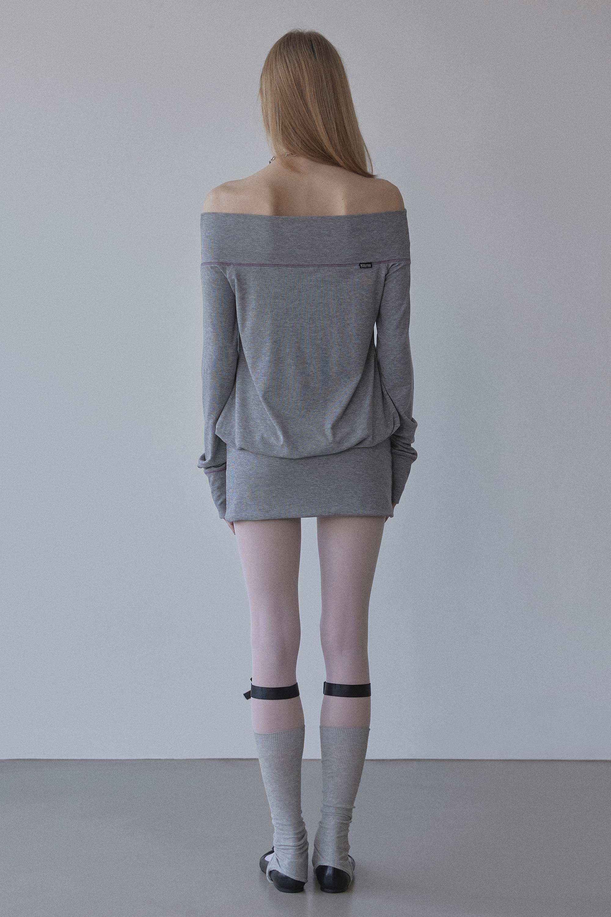 Maui Off-Shoulder Dress Melange Gray