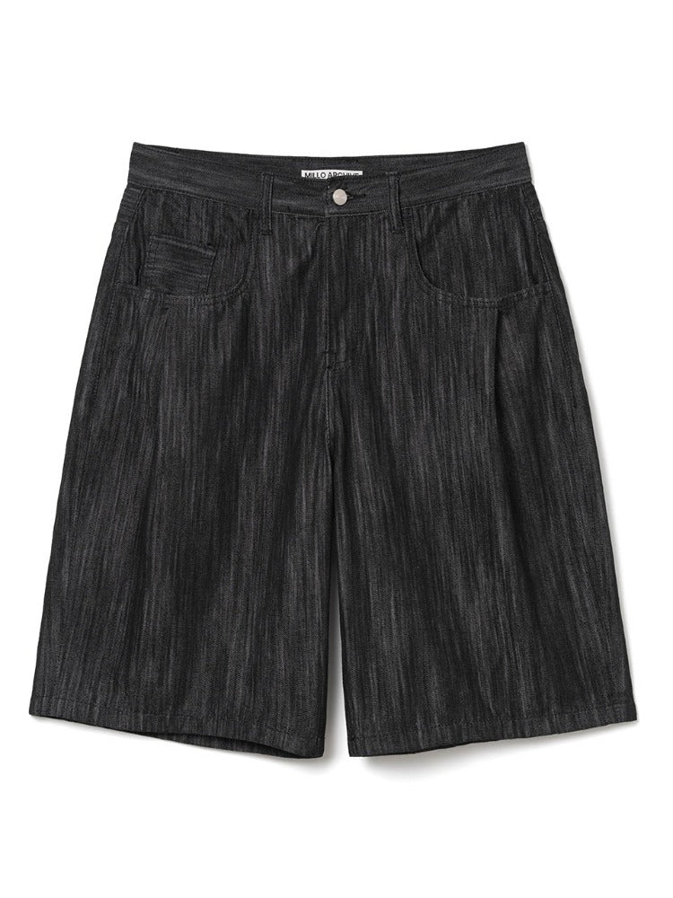 Non Faded Denim Bermuda Pants Black