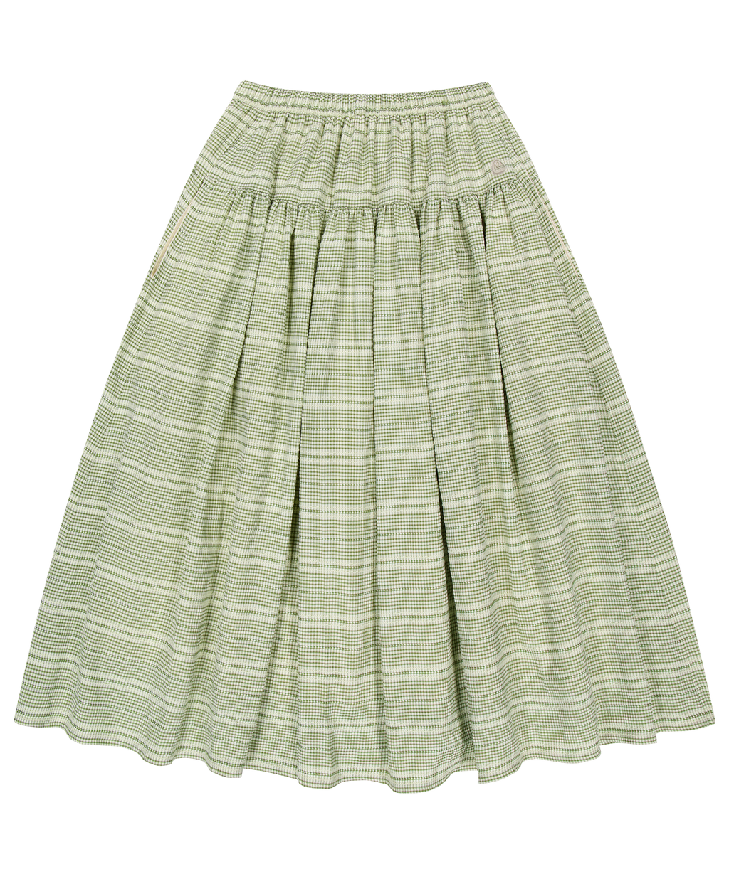 WIDE SHIRRING SKIRT LIGHT GREEN