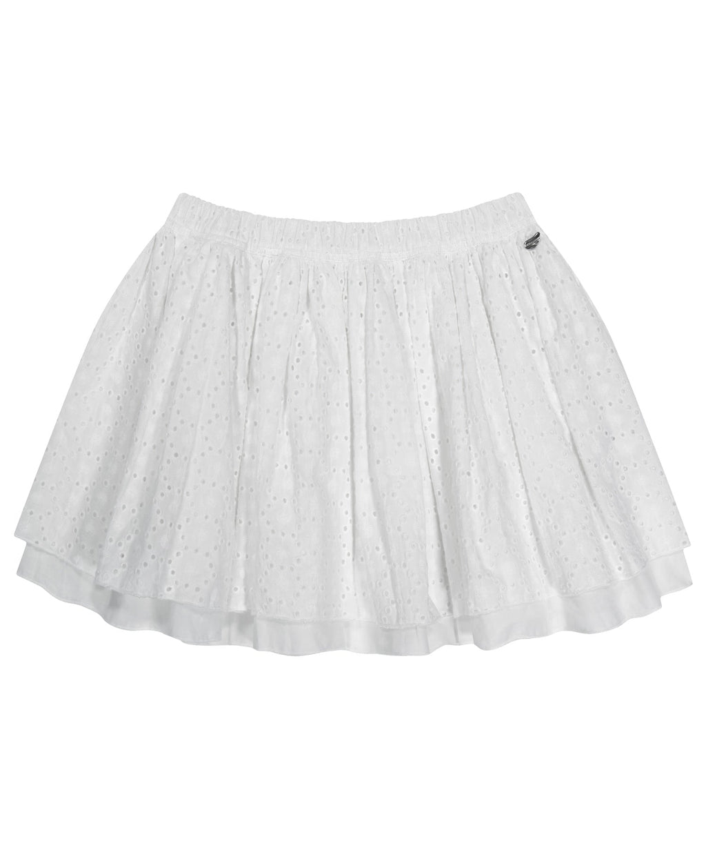 FLOWER PUNCHING SKIRT WHITE