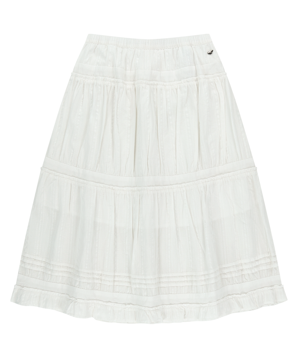 SHIRRING MIDI SKIRT WHITE