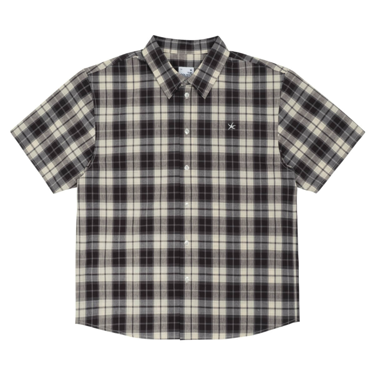 TCM mini logo check half shirts (brown)