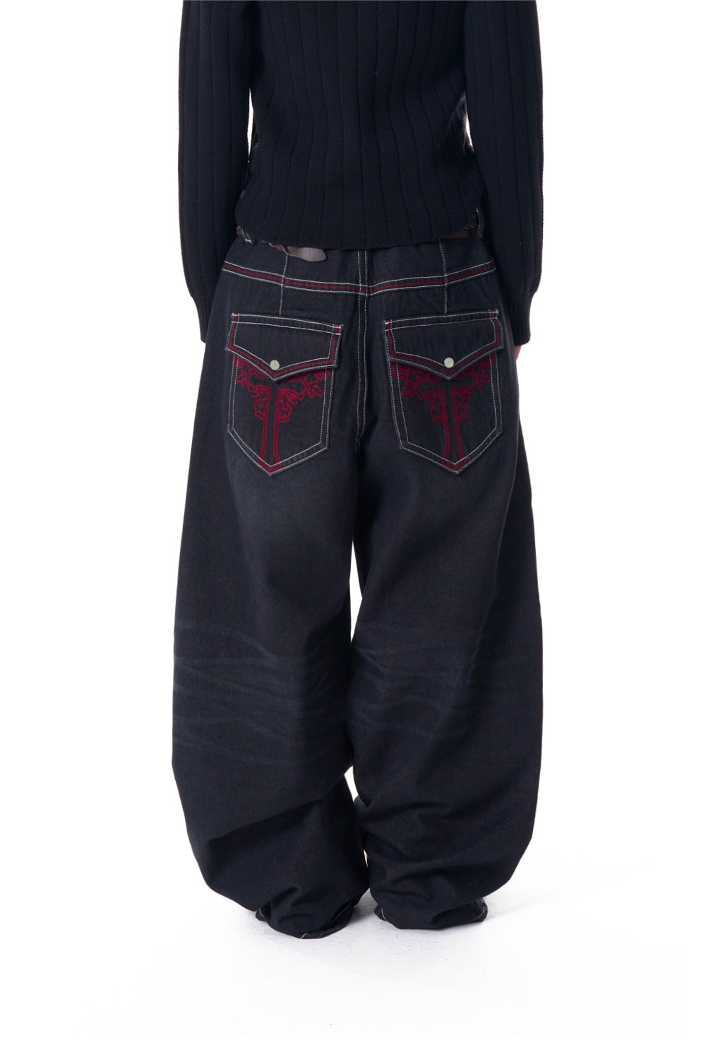 CROS2 Washed Denim Pants (Black)