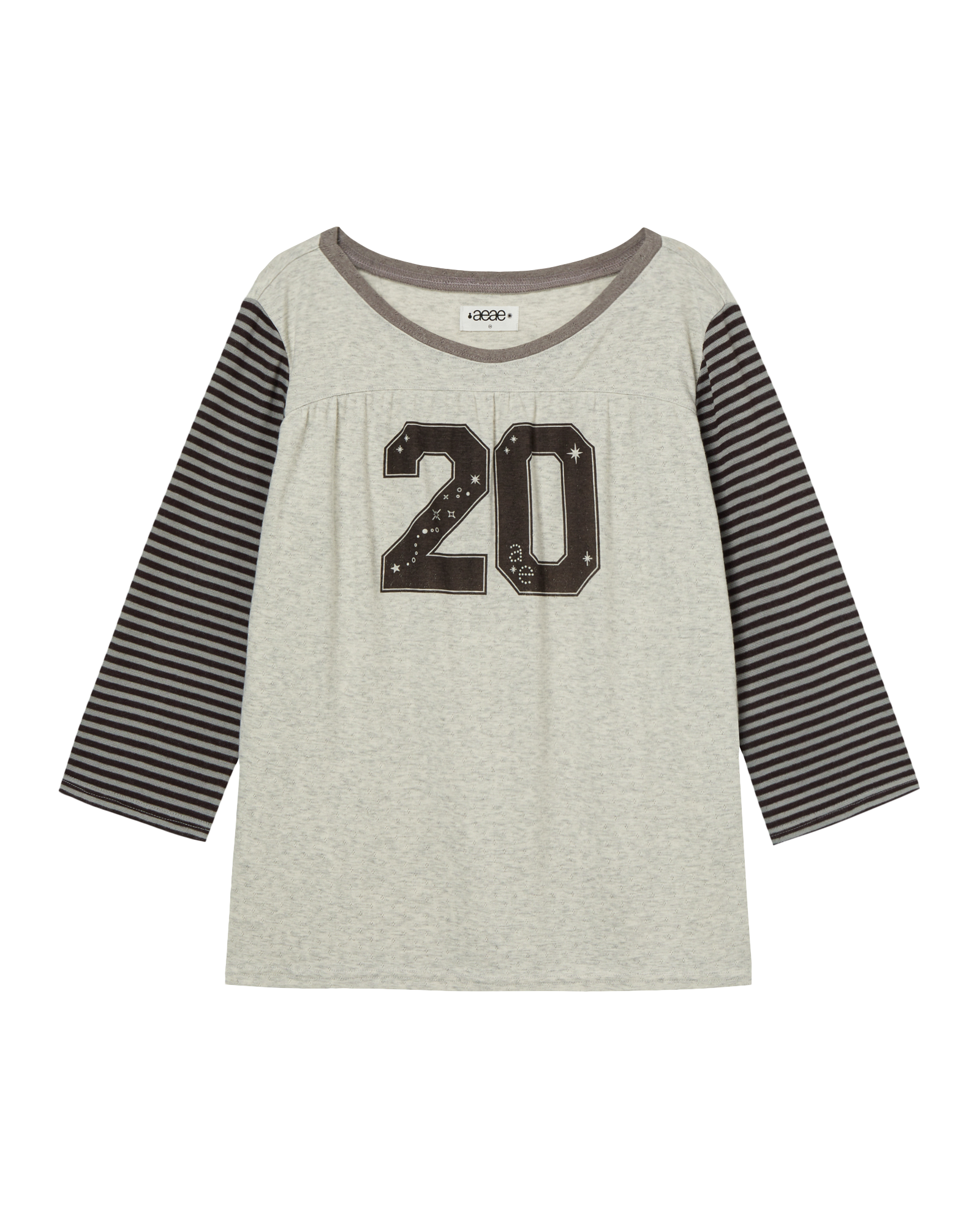 STRIPE COMBI TEE BROWN