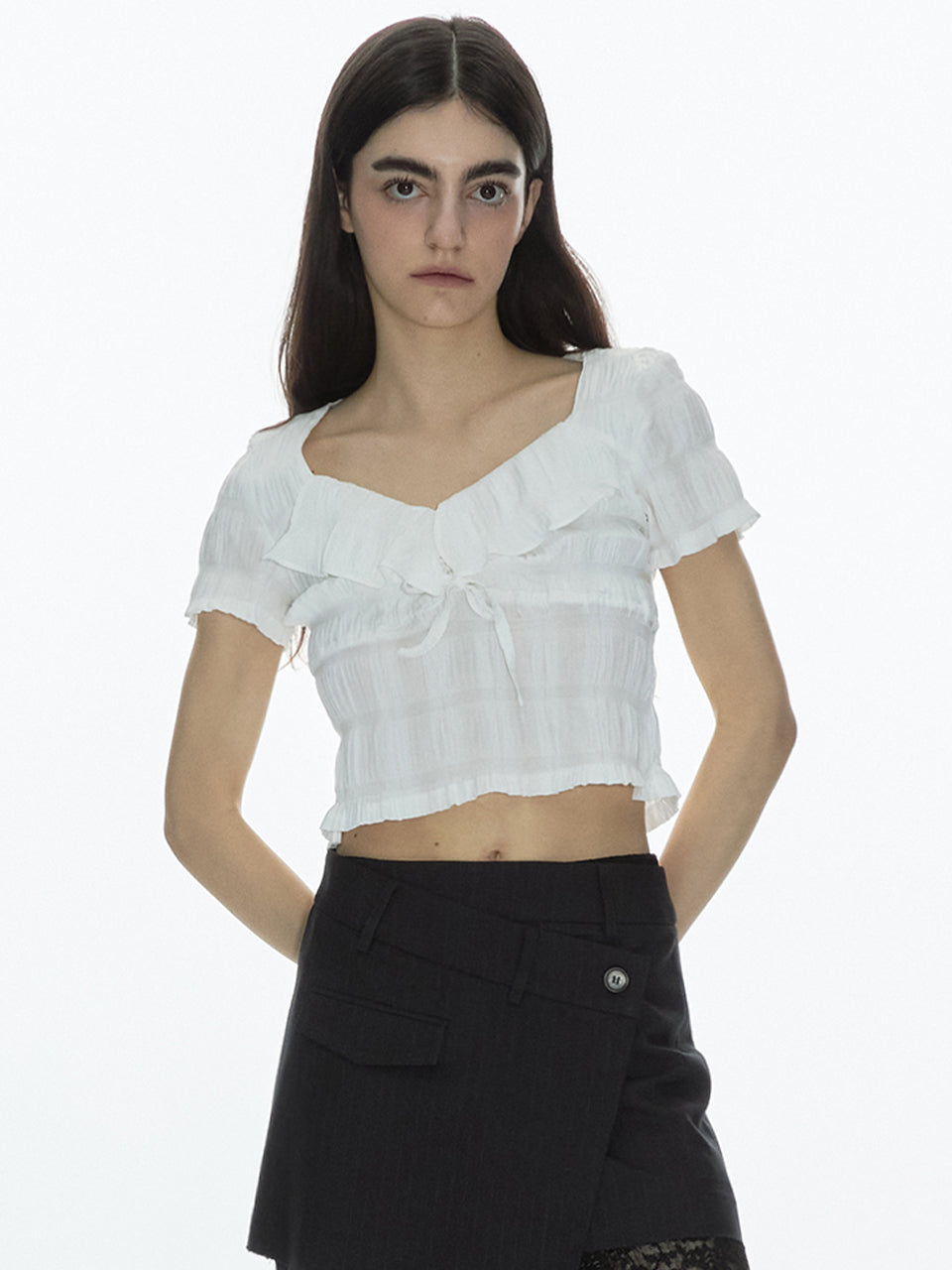 Butter Shirring Blouse White