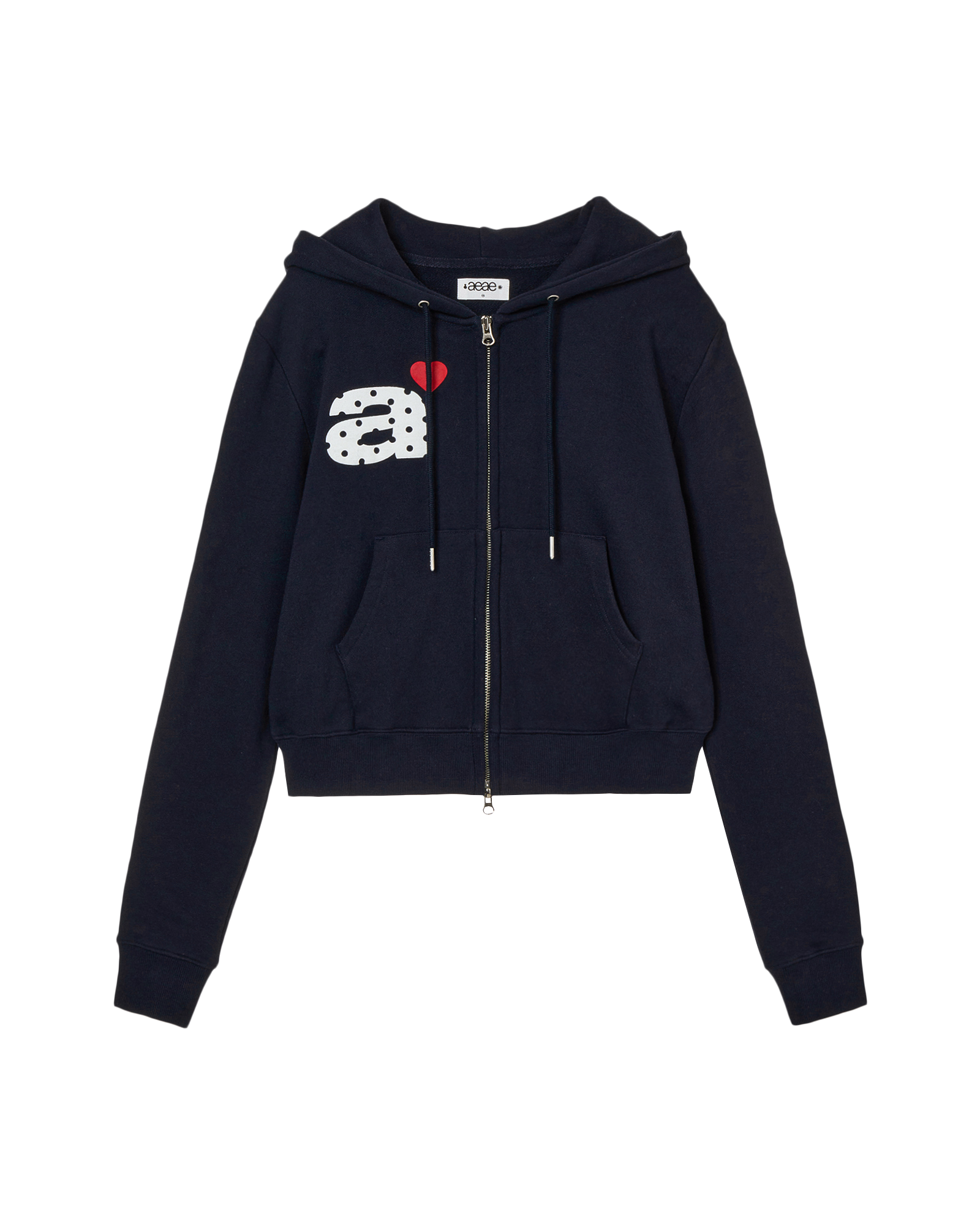 DOT SMALL LETTER CROP HOOD ZIP UP NAVY