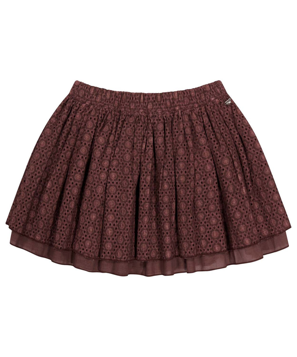 FLOWER PUNCHING SKIRT BURGUNDY