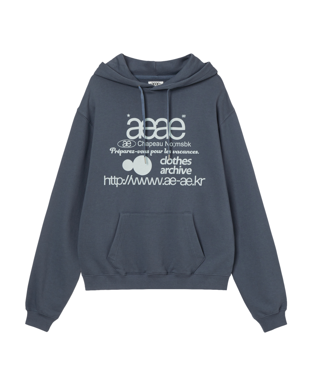 WEB LOGO LOOSED HOODIE ASH BLUE