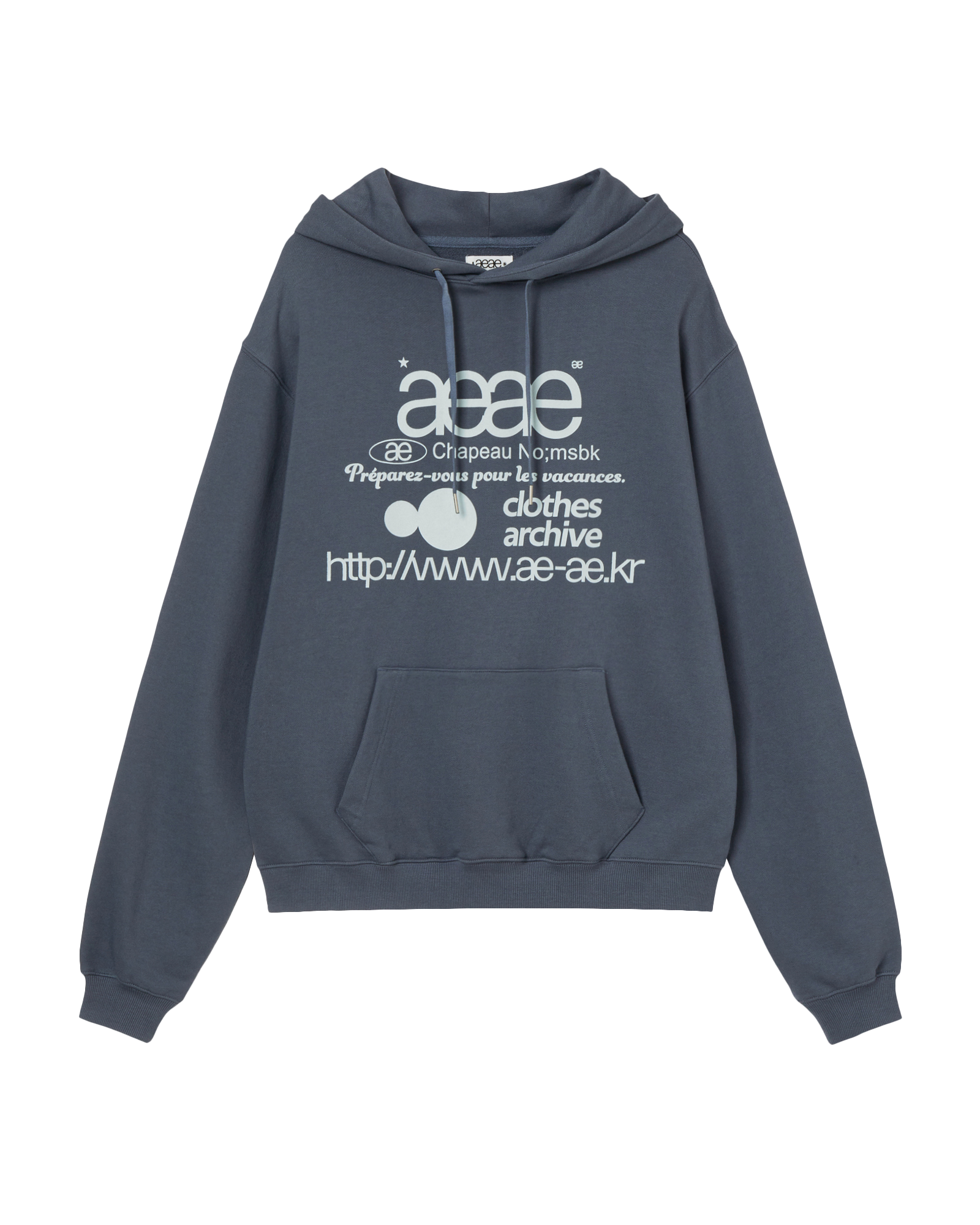 WEB LOGO LOOSED HOODIE ASH BLUE