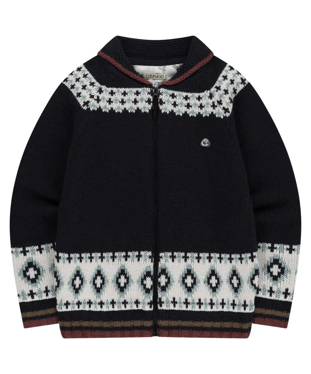 MOSSY COWICHAN KNIT JACKET NAVY