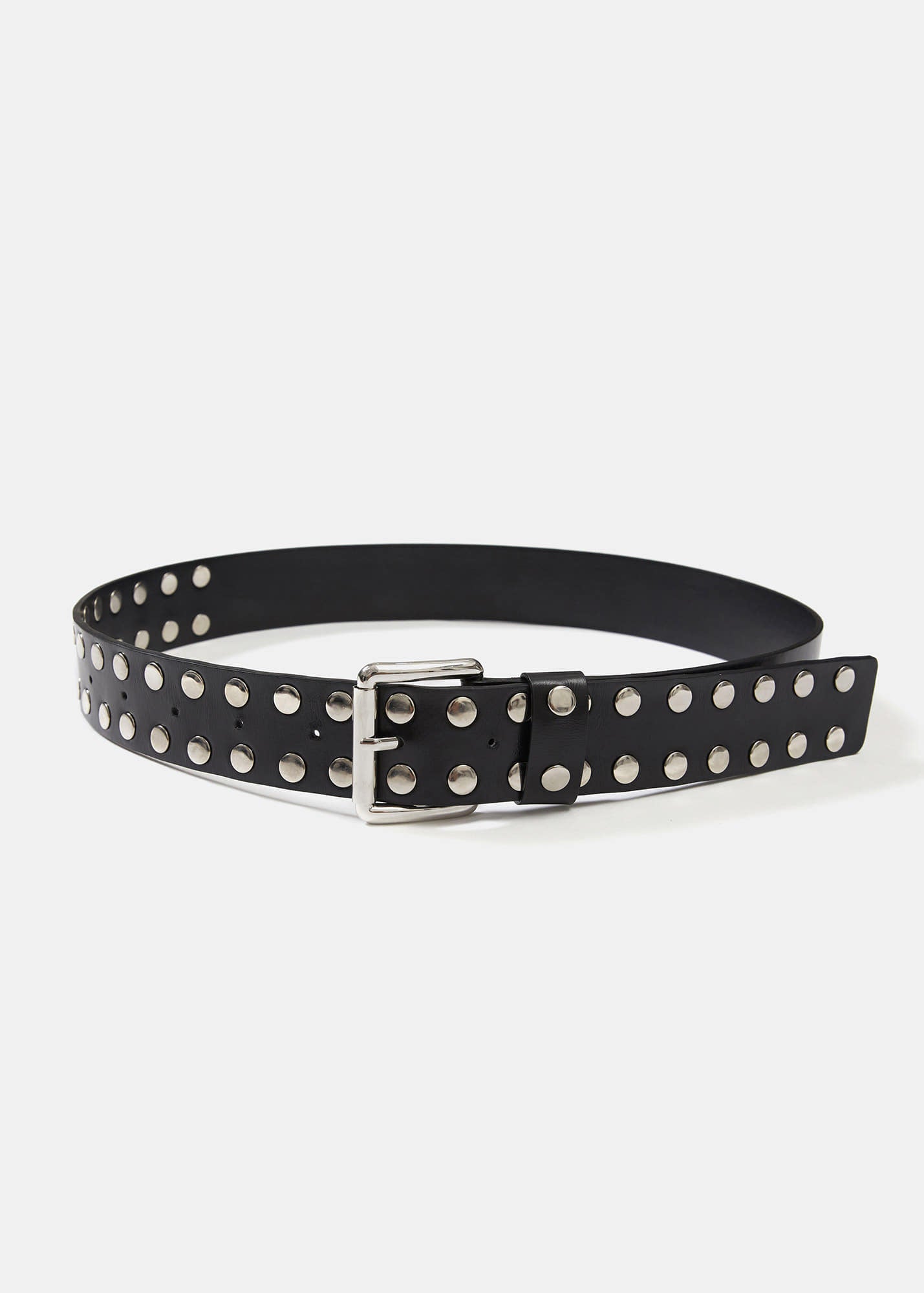 Double Studded Leather Belt / Black