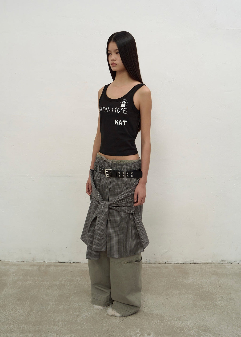 KAT PRINT SLIM TANK TOP (BLACK)