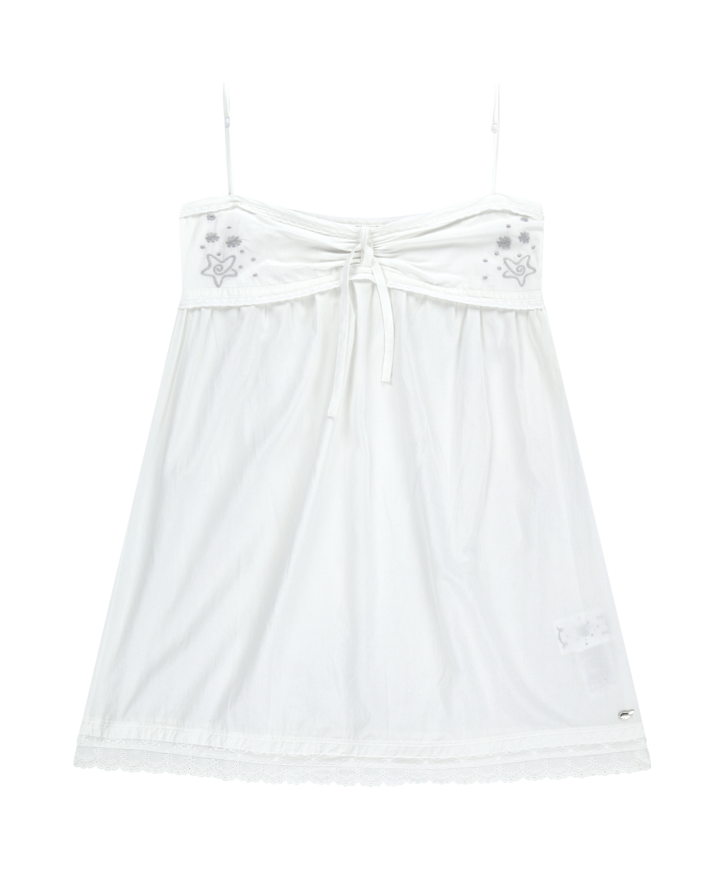 SOLAR STITCH MINI DRESS WHITE