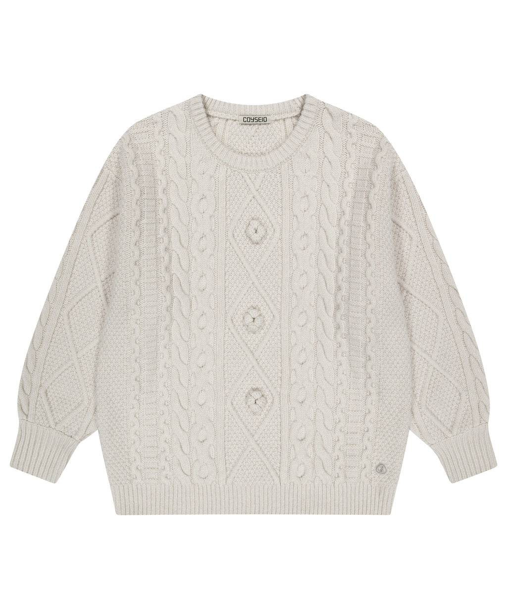POMPOM CABLE KNIT IVORY