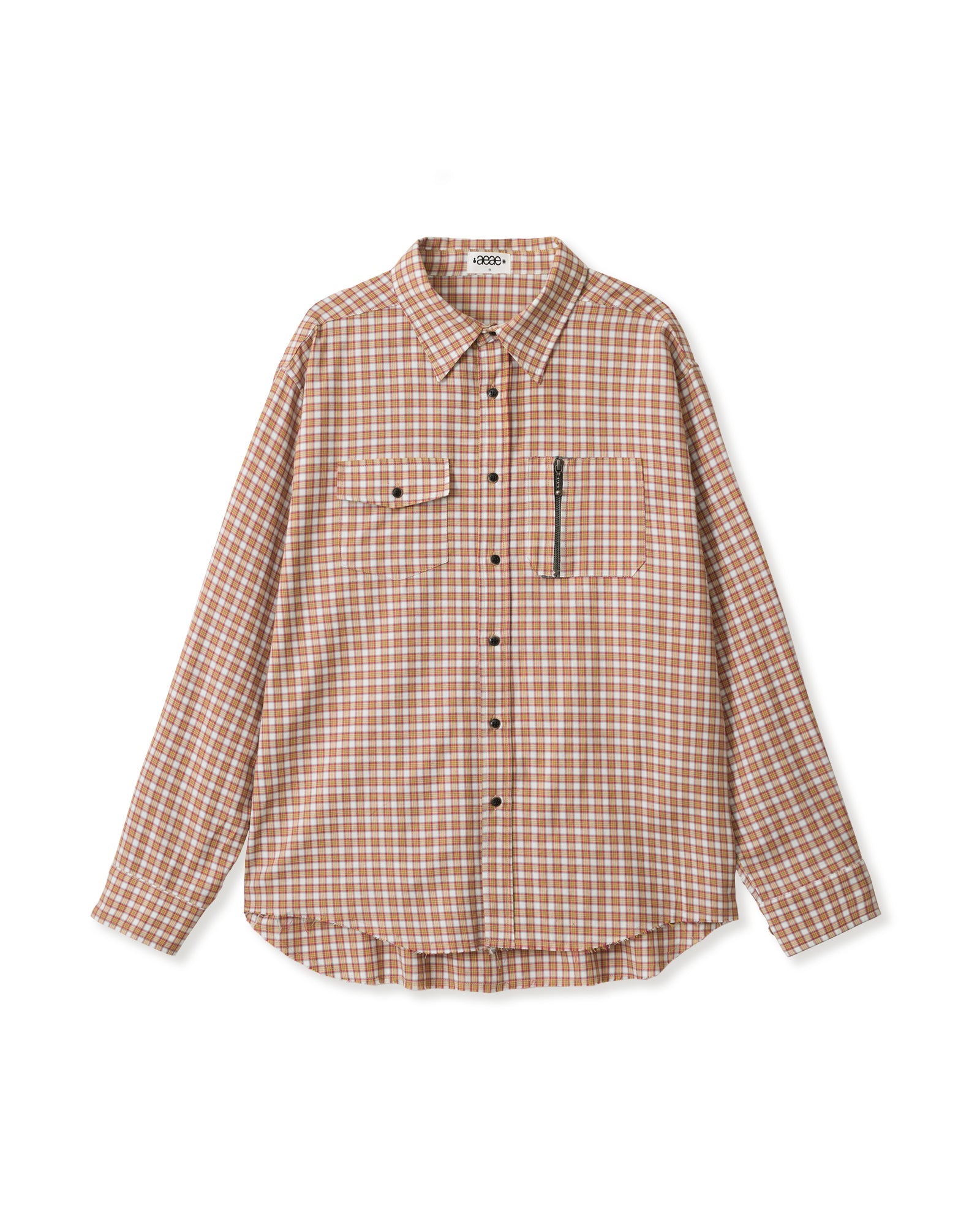 ZIP POCKET CHECK SHIRTS WHITE