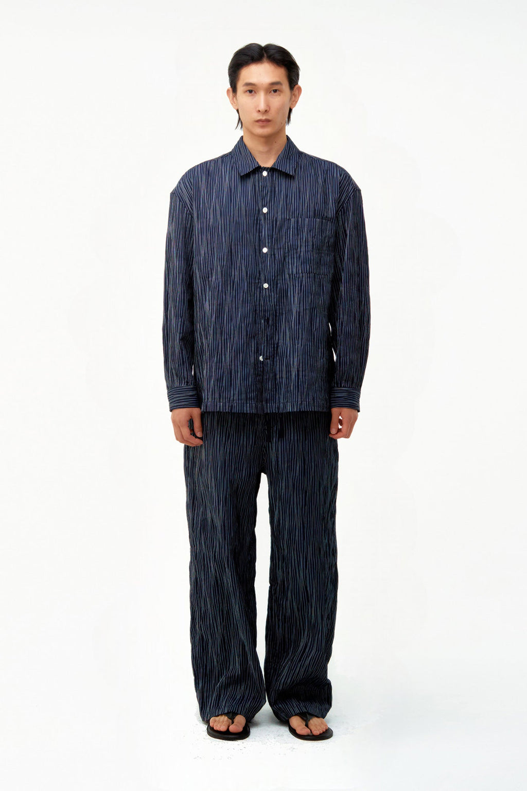 Textured Striped Lounge Shirt / 2 Color