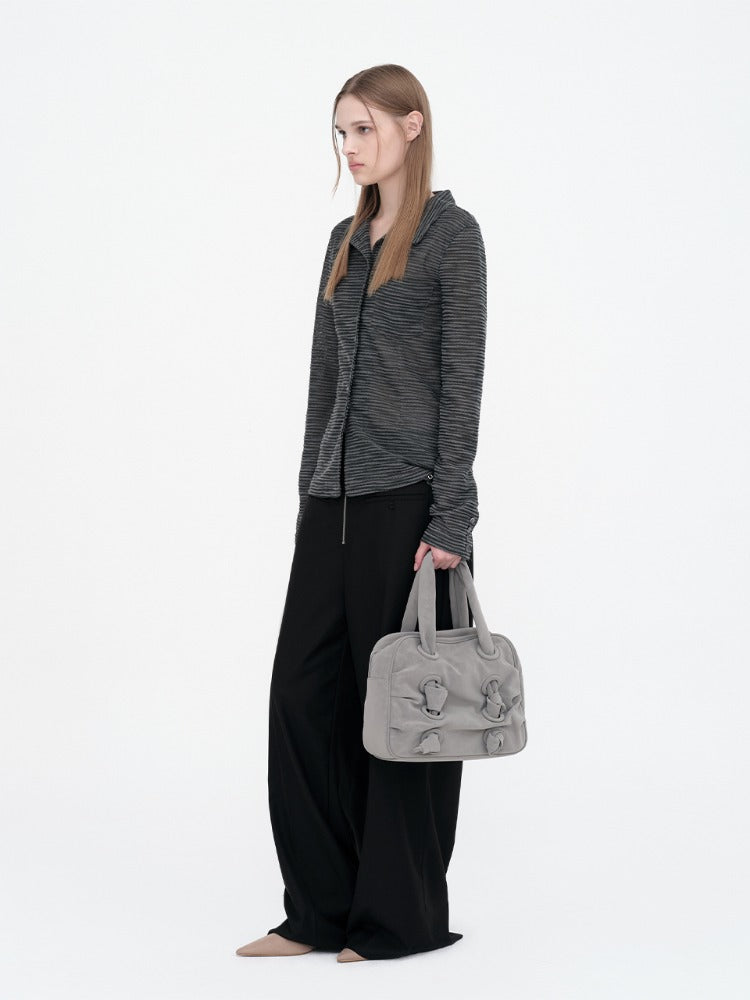 Nubuck Shirring Bag Ash Gray