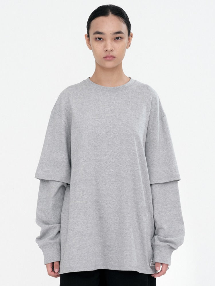 Double Sleeve T-Shirts Melange Gray