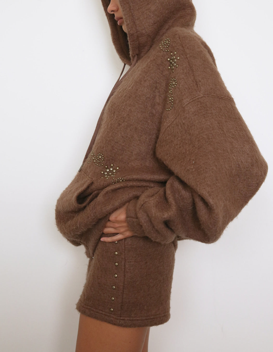 FLUFFY STUDDED DOLPHIN SHORTS