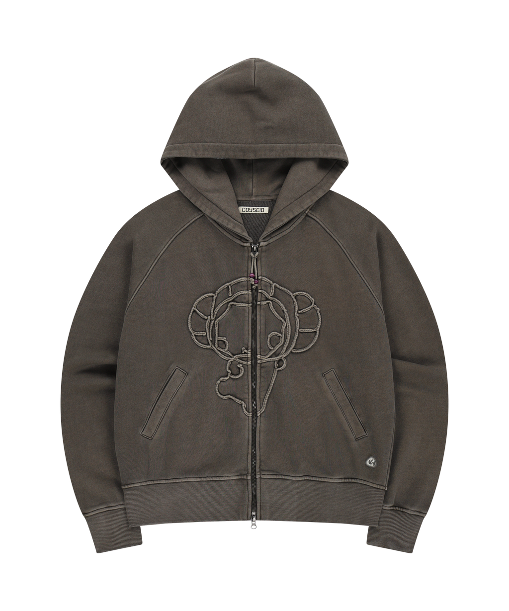 VINTAGE TAPE HOOD ZIP-UP ASH BROWN