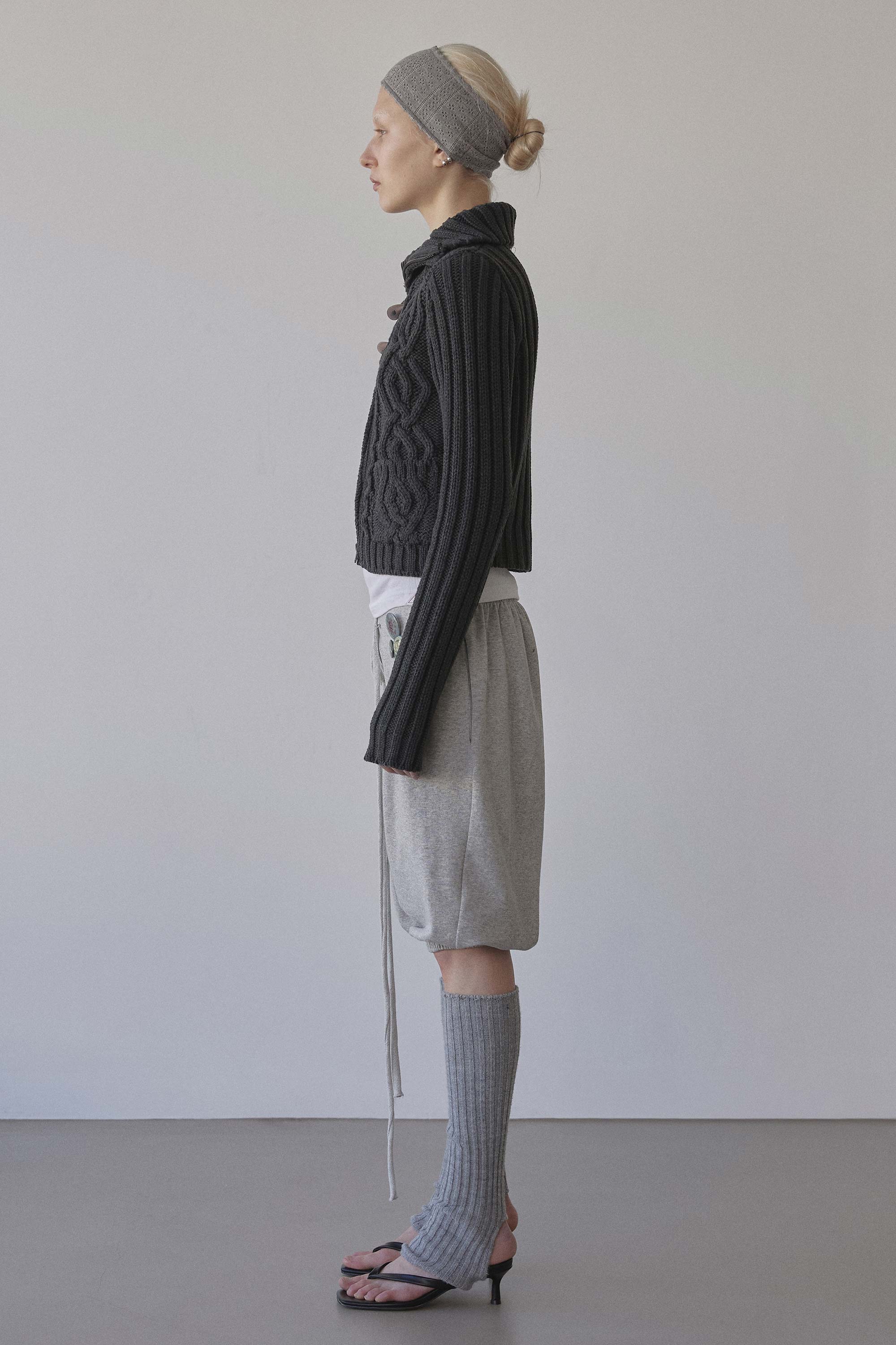 Two Way Cable Cardigan Charcoal