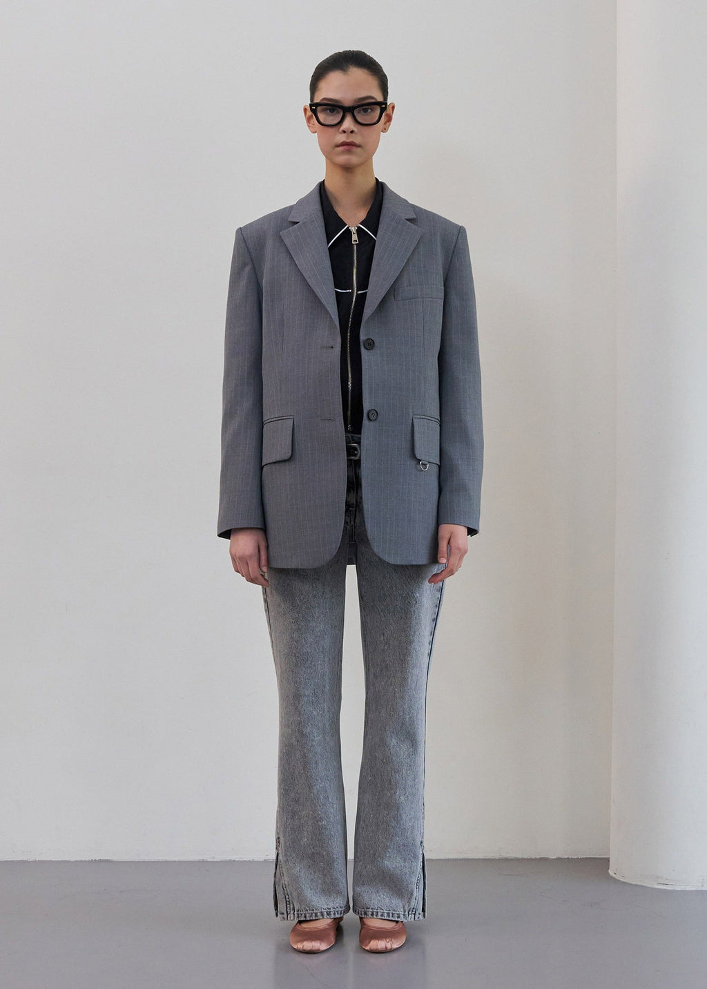 PINSTRIPED OVERSIZED BLAZER / 2 Color