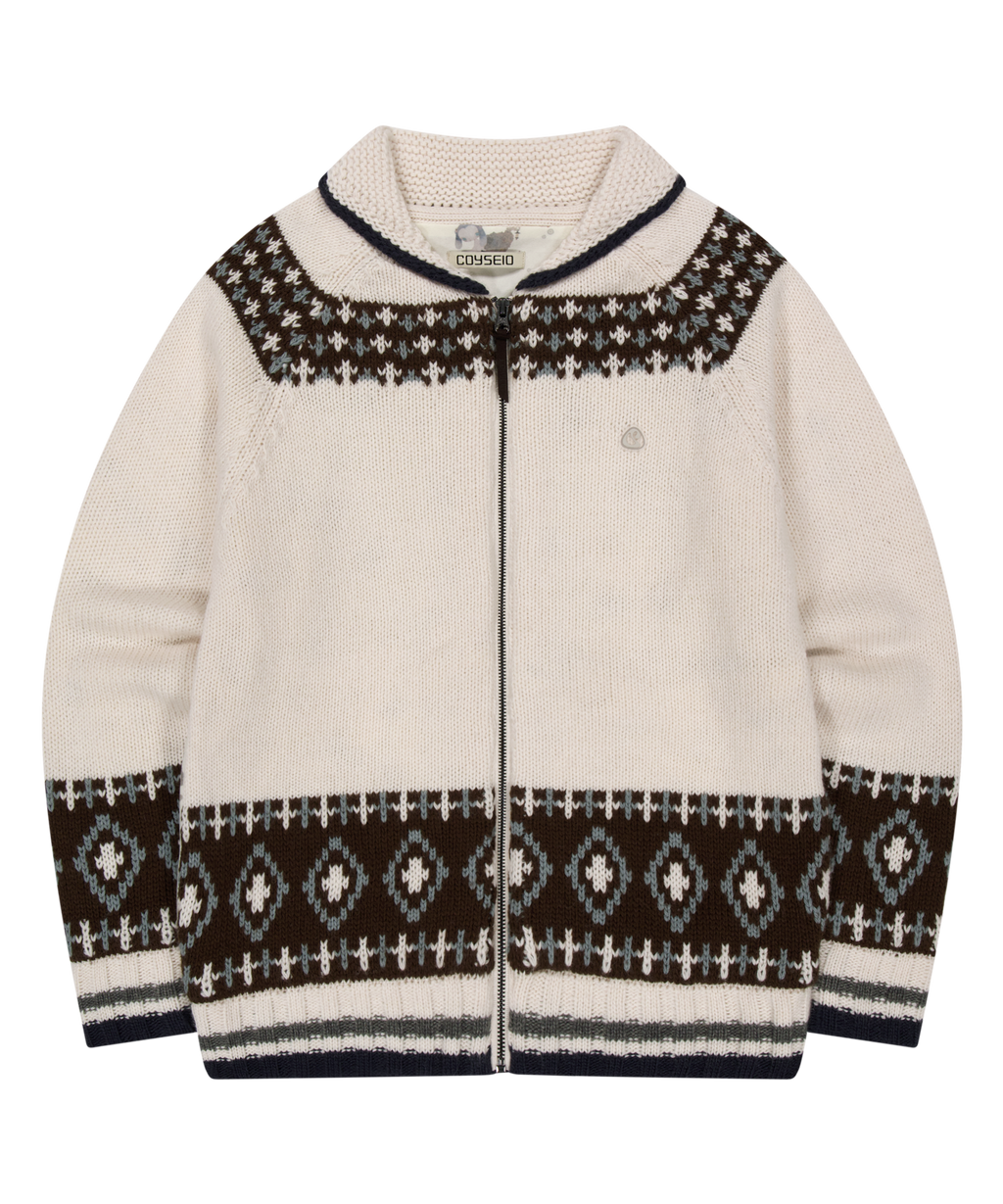 MOSSY COWICHAN KNIT JACKET IVORY