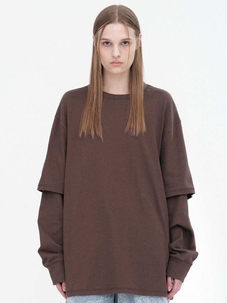 Double Sleeve T-Shirts Brown