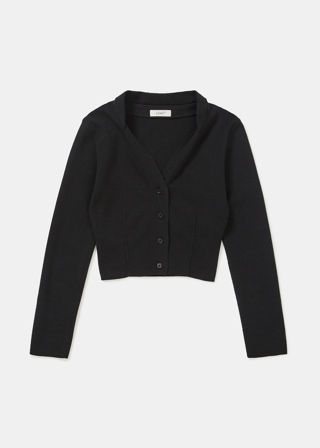 DRAPED NECK KNIT CARDIGAN