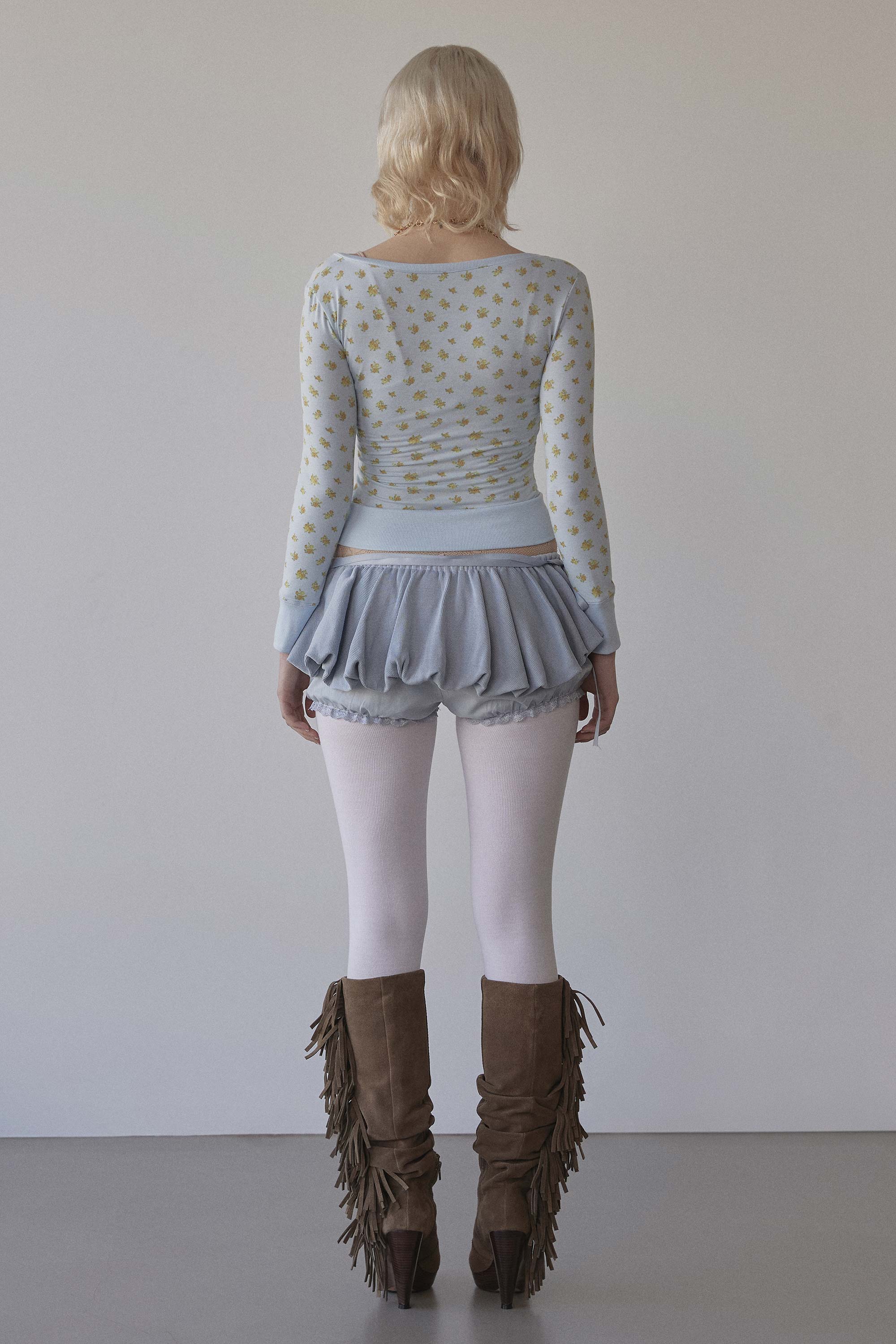 Floral Cottage Button Henley Sky