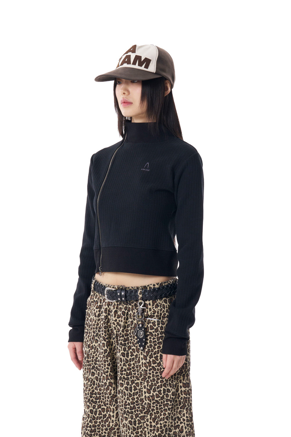 Side Neck Zip-Up (Black)